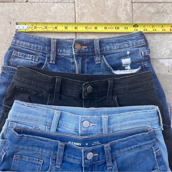 Set of 4 Old Navy Black and Blue Denim Girls Short Size 16 Stretch Summer - Picture 13 of 14